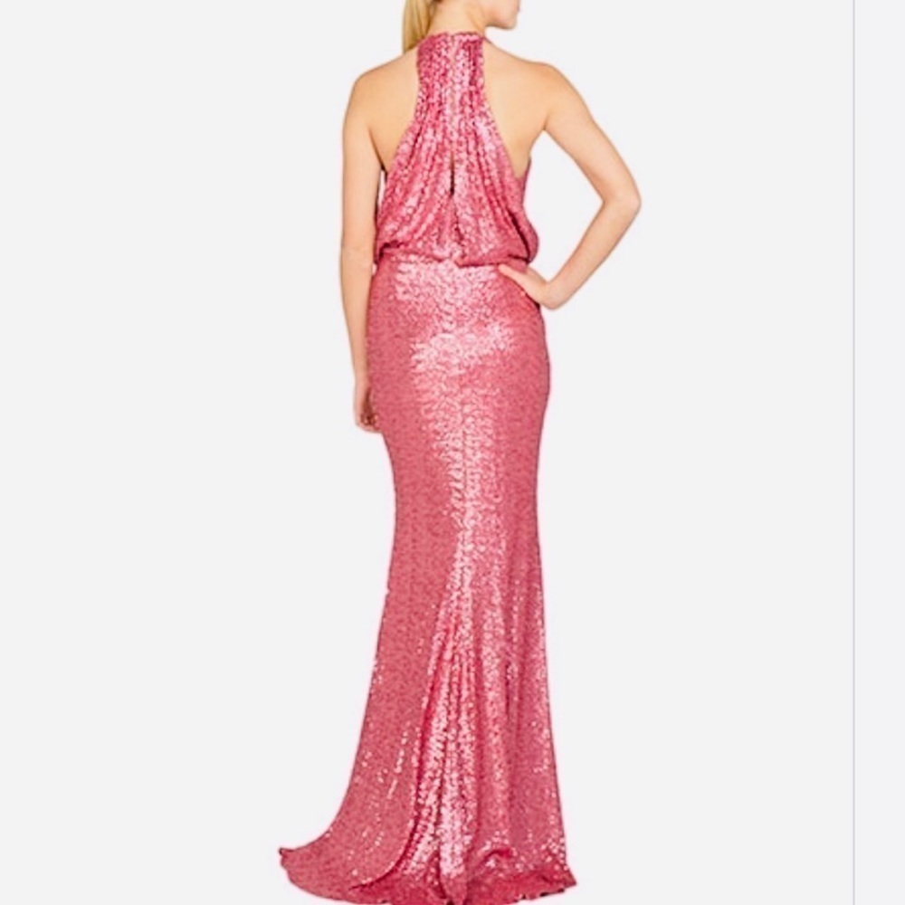 Badgley Mishca Drape Back Sleveless Sequin Gown